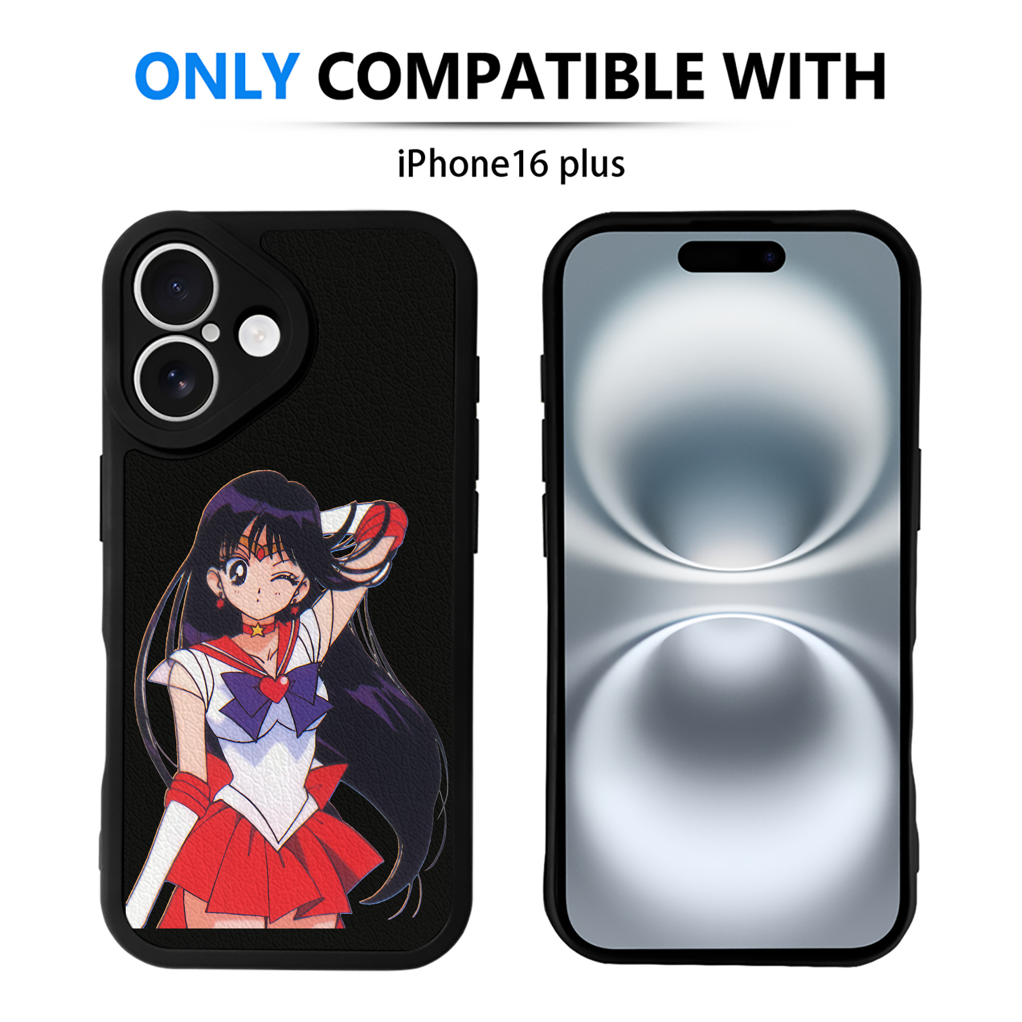 （画像用） 美少女戦士セーラームーン 火野レイ ひの レイ Sailor Moon Hino Rei （セーラーマーズ,Sailor Mars） 【iPhone 16シリーズ対応】シリコンスマホケース（レザー調） 材質：シリコン
